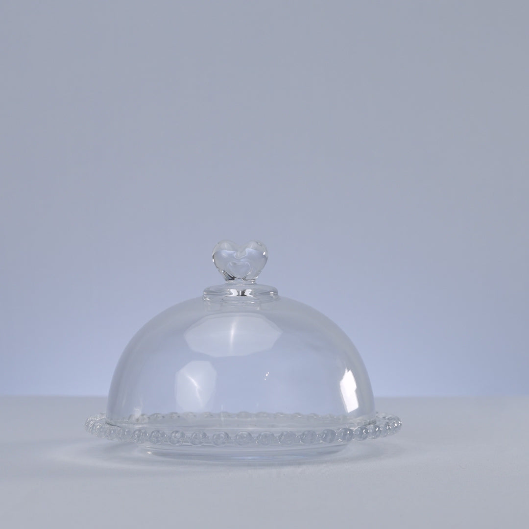 Queijeira de Cristal com Tampa Coração 19,5cm x 13cm - Lyor