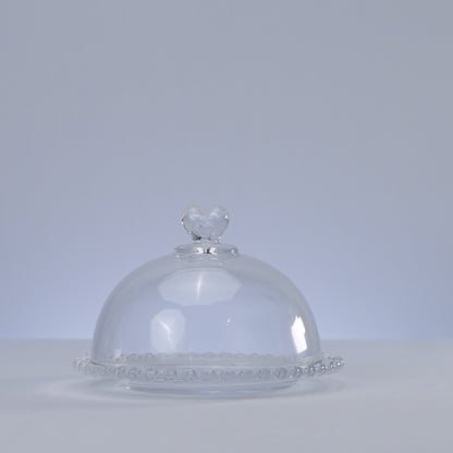 Queijeira de Cristal com Tampa Coração 19,5cm x 13cm - Lyor