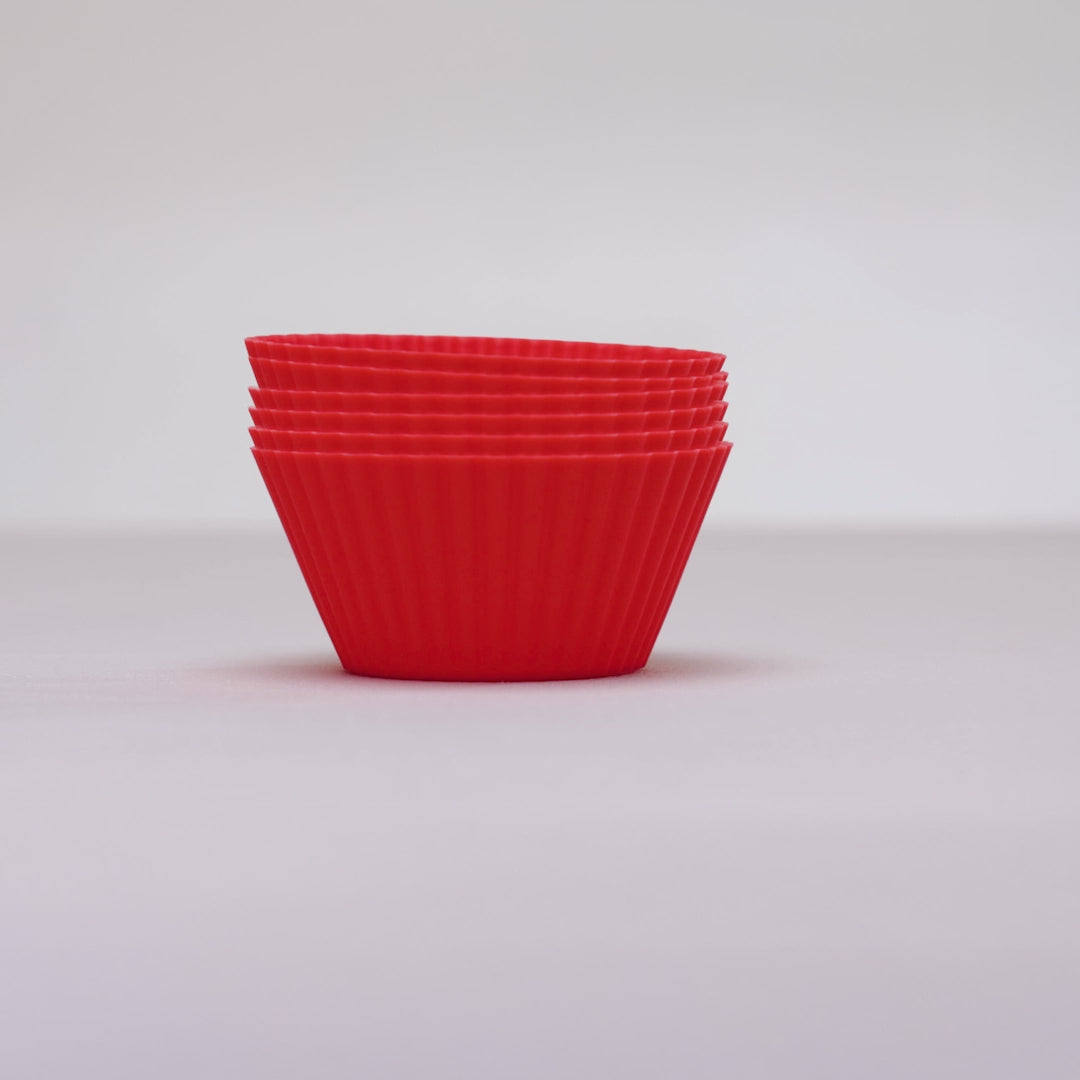 Conjunto 6 Formas Redondas para Cupcake 7cm x 3cm Vermelha Silicone - Lyor