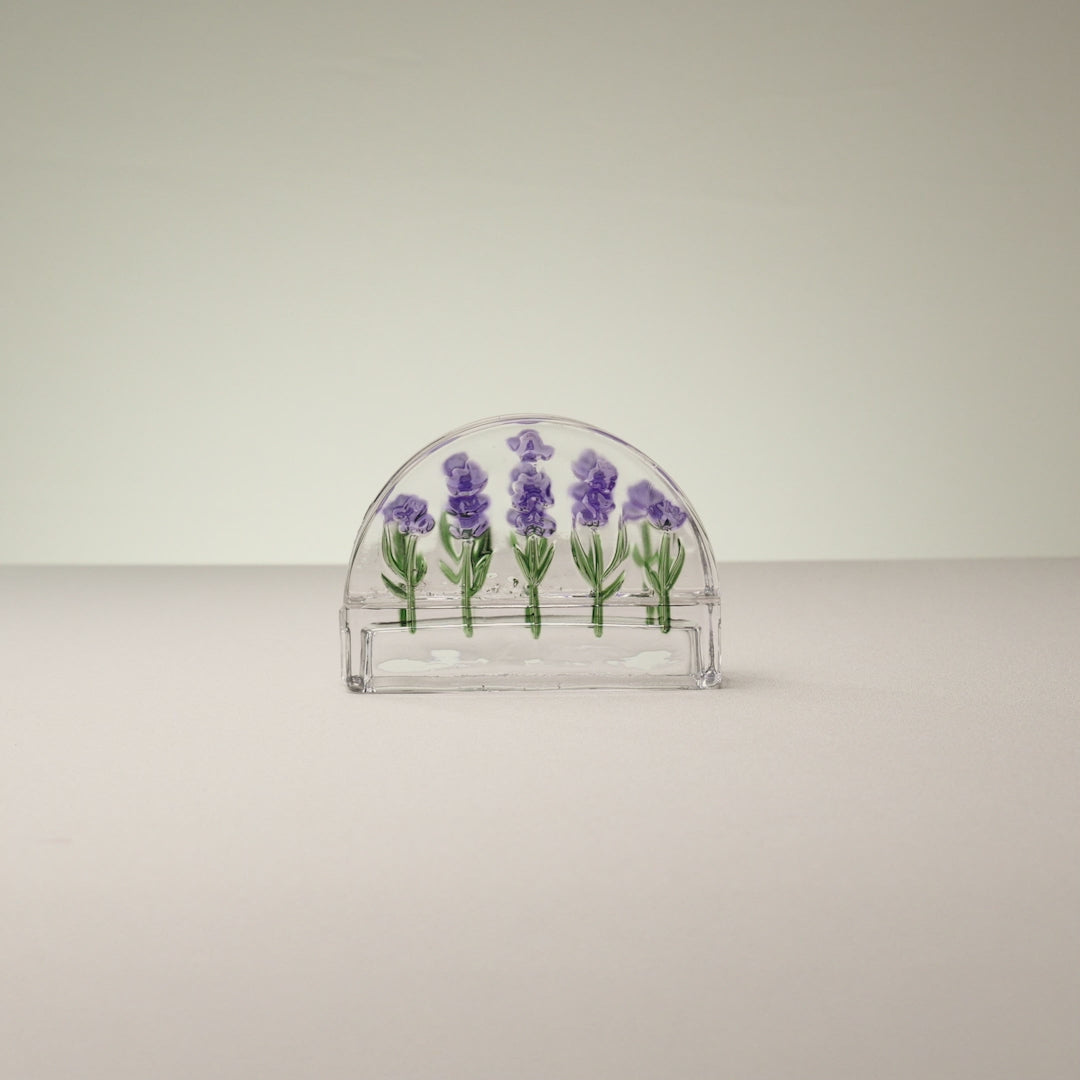 Porta Guardanapos Lavanda Hand Painting 12,5cm x 4,5cm x 9cm Cristal - Lyor