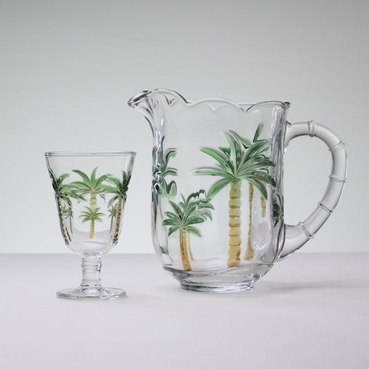 Conjunto Jarra com 6 Taças Palm Hand Painting 1,3L/240ml Cristal Ecológico - Lyor