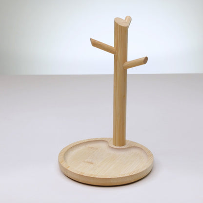 Bandeja Redonda com Suporte Multifuncional 14cm x 21cm Natural Bambu - Lyor