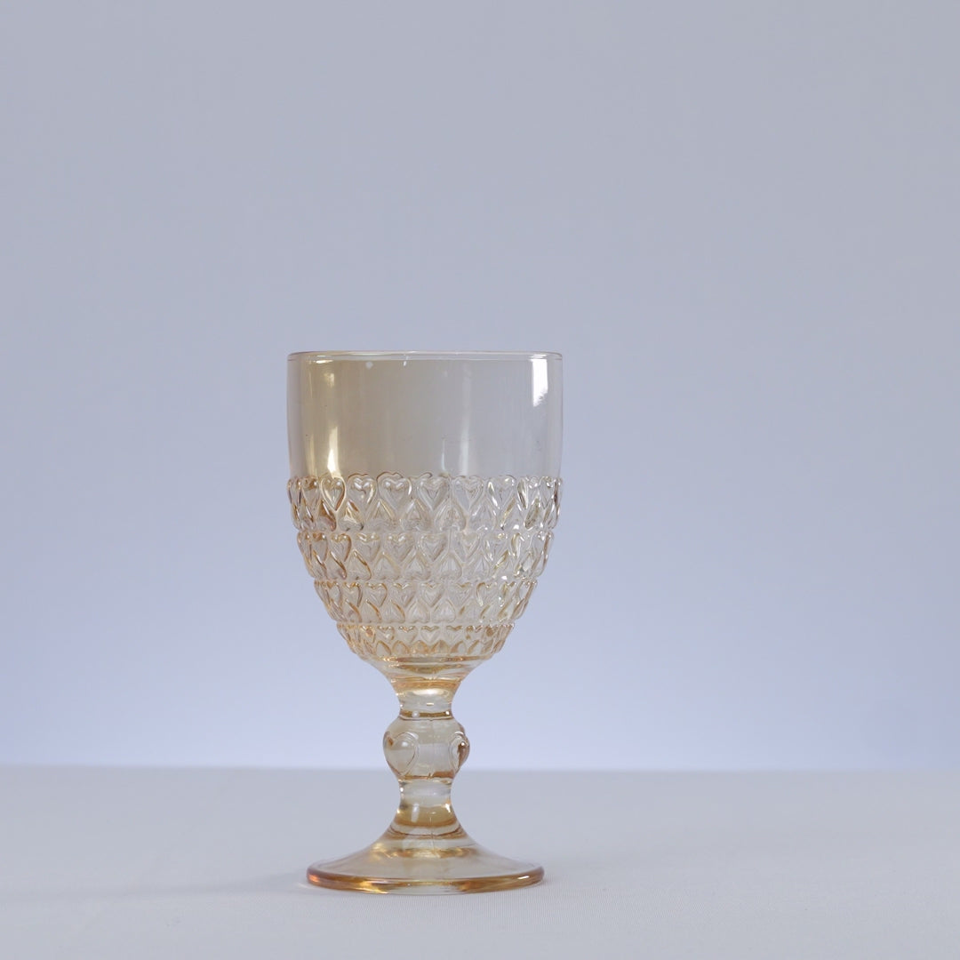 Taça de Água de Cristal Coração Âmbar Metalizado 330ml - Lyor