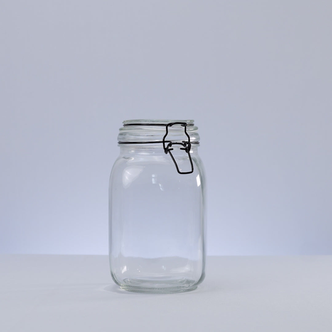 Pote Hermético de Vidro com Silicone e Clipe em Metal Vintage Preto 1,6L - Lyor