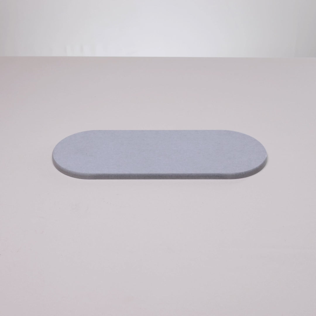 Bandeja Oval Absorvente para Pia 28cm x 11cm Cinza Pedra Diatomita - Lyor