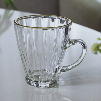 Conjunto 4 Xícaras para Café de Vidro com Fio de Ouro Radial 160ml - Lyor
