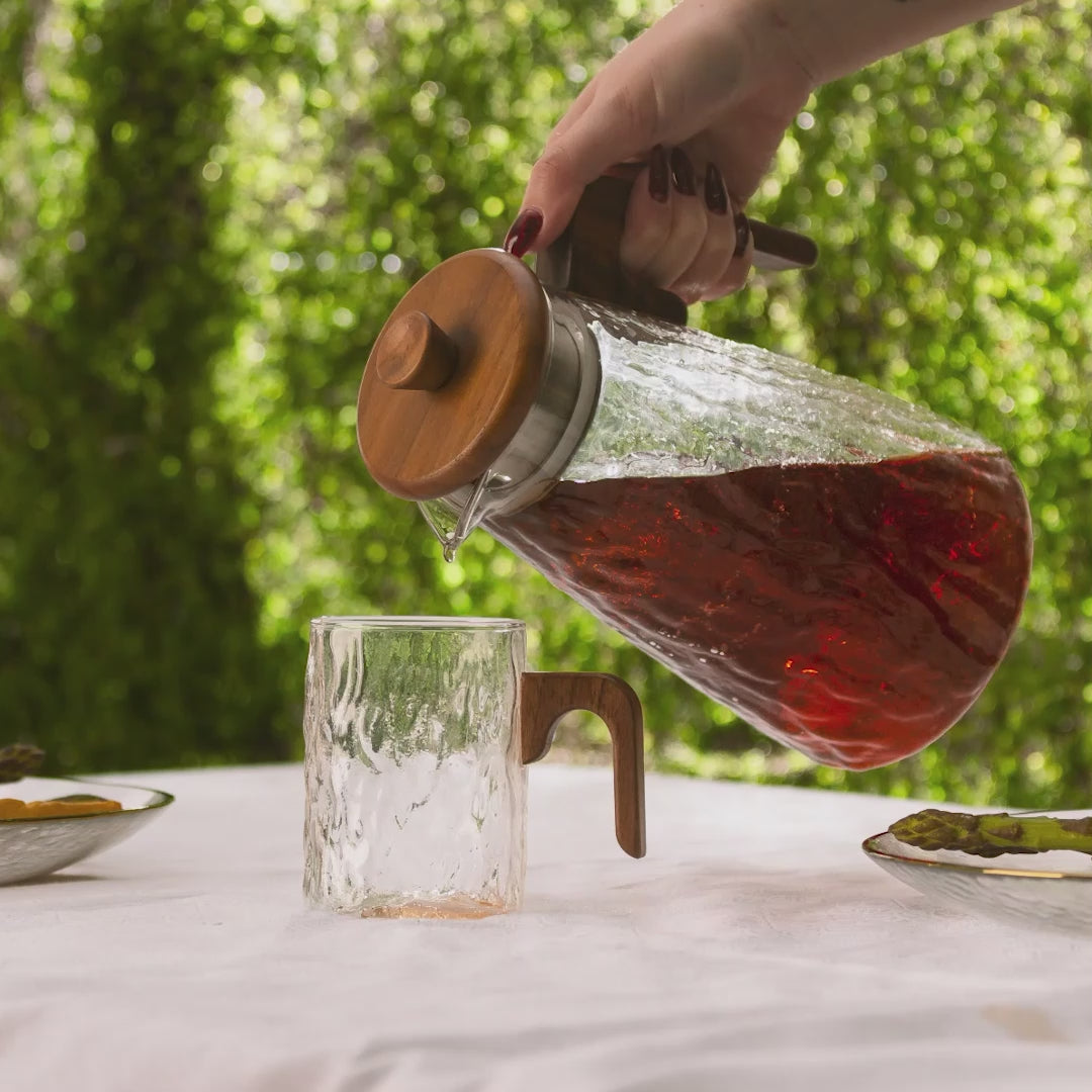 Jarra de Vidro Borossilicato com Tampa e Cabo em Bambu 1,5L - Wolff