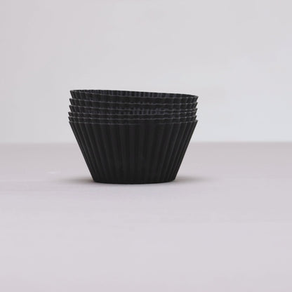 Conjunto 6 Formas Redondas para Cupcake 7cm x 3cm Preta Silicone - Lyor