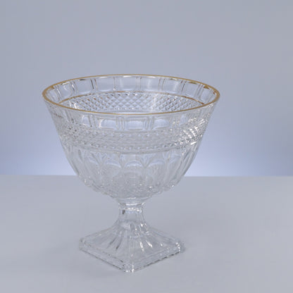 Centro de Mesa com Pé de Cristal E Fio de Ouro Brandon 26cm x 26cm x 25,5cm - Lyor
