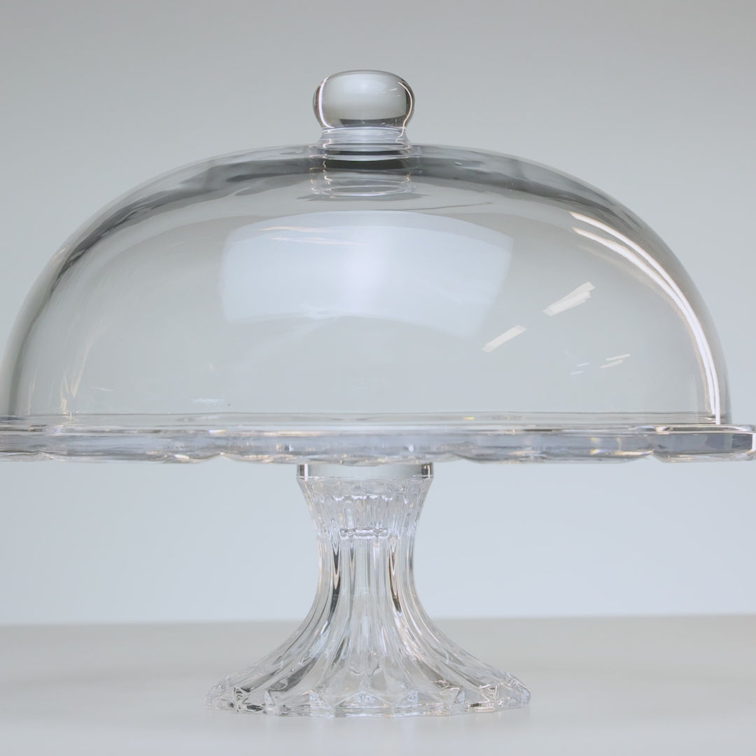 Prato para Bolo com Pé e Tampa Deli Diamond 30cm x 23,5cm Vidro - Lyor