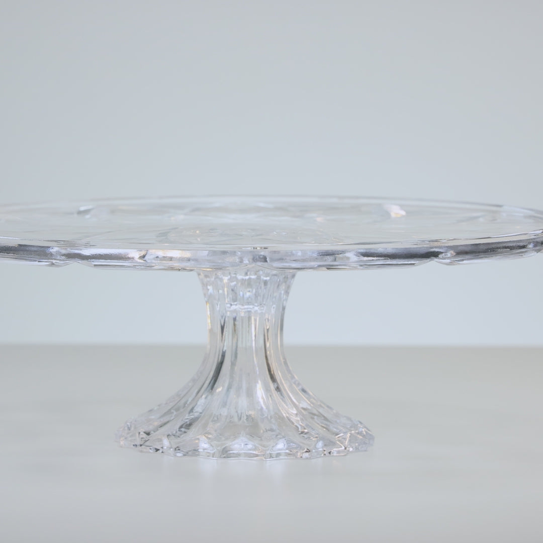 Prato para Bolo com Pé Deli Diamond 30cm x 9,5cm Vidro - Lyor