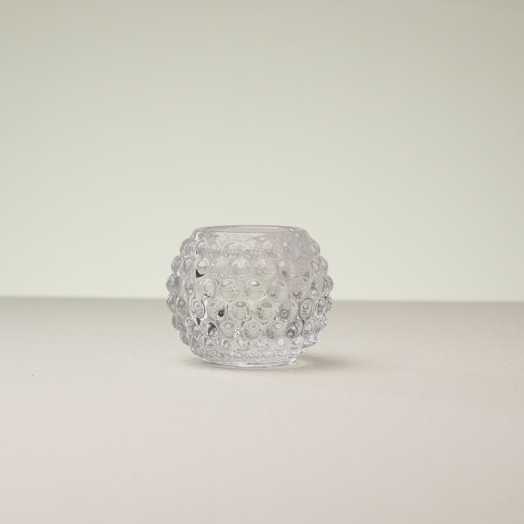 Porta Velas Bolhas 8cm x 8cm x 6cm Vidro - Lyor