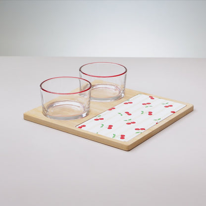 Conjunto 4 Peças para Servir Cherry 22cm x 22cm x 6cm Bambu - Lyor