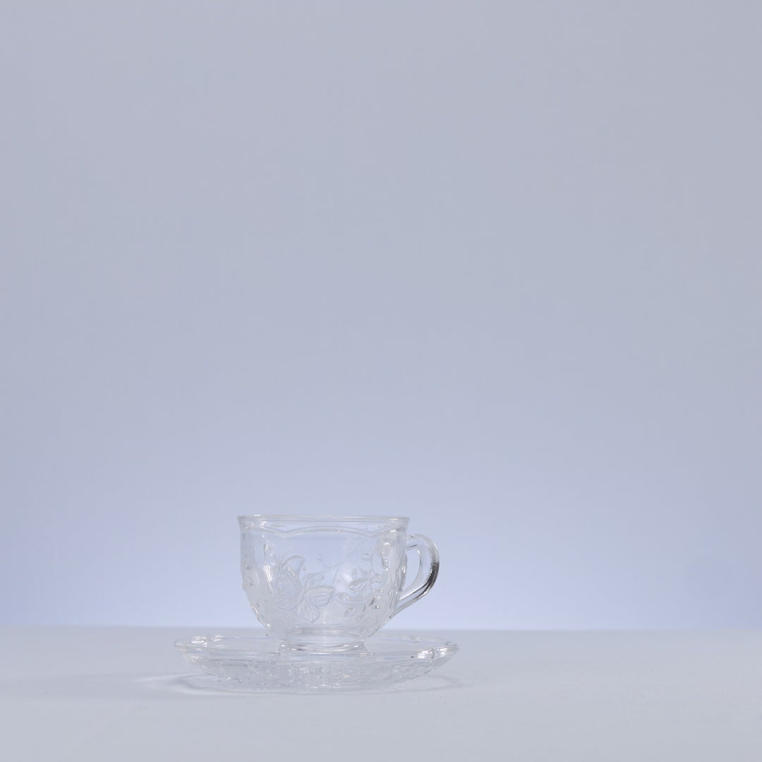 Xícara de Chá com Pires New Butterfly 180ml Cristal Ecológico - Lyor