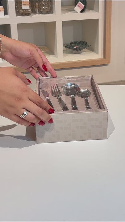 Faqueiro 24 Peças de Aço Inox com Cabo em Estampa de Madeira Organic - Lyor