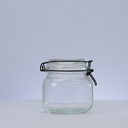 Pote Hermético de Vidro com Silicone e Clipe em Metal Vintage Preto 850ml - Lyor