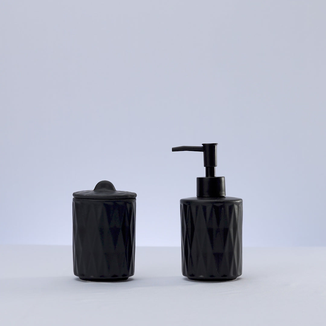 Conjunto 2 Peças para Banheiro de Cerâmica Deli Diamond Preto - Lyor