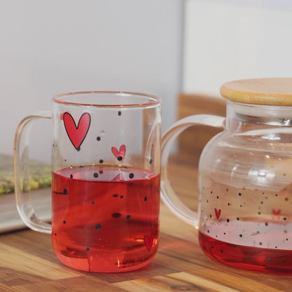 Conjunto 2 Canecas de Vidro Borossilicato Heart 280ml - Wolff