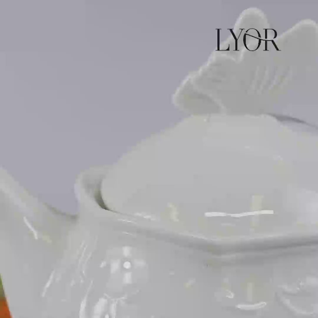 Conjunto de Chá de Porcelain New Bone Butterfly Flower -Lyor