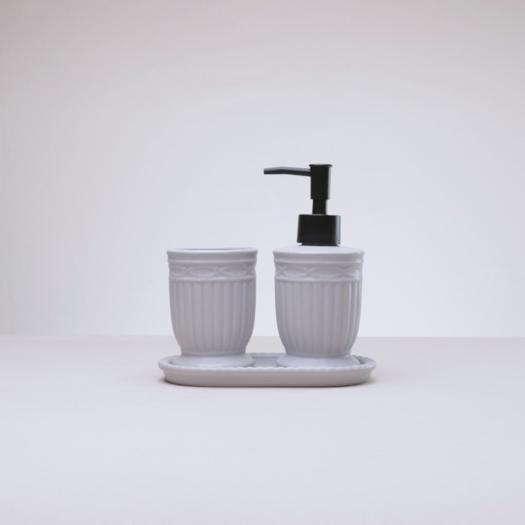 Conjunto 3 peças para Banheiro Greece 200ml Cinza Cerâmica - Lyor
