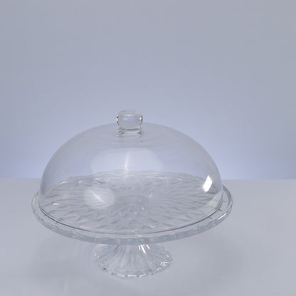 Prato para Bolo de Cristal Ecológico com Pé e Tampa Diamond 31cm x 31cm x 23,5cm - Lyor