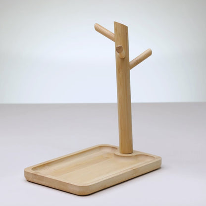 Bandeja Retangular com Suporte Multifuncional 18cm x 12cm x 21cm Natural Bambu - Lyor