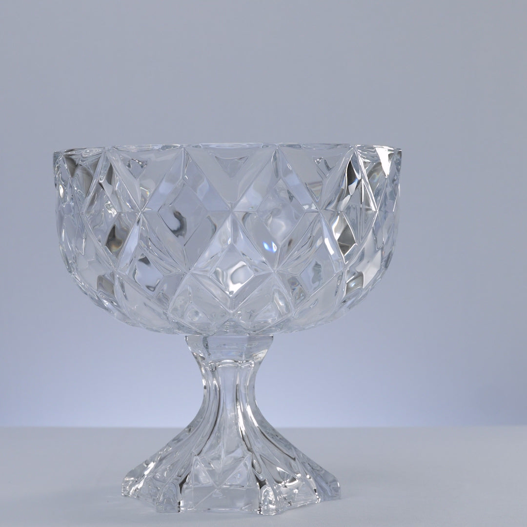 Centro de Mesa Decorativo de Cristal com Pé Deli Diamond 24,5cm x 24cm - Lyor