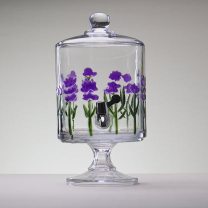 Suqueira Bold com Pé e Tampa Lavanda Hand Painting 4,5L Cristal Lyor