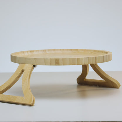 Bandeja Redonda Dobrável para Braço de Sofá 25cm Bambu - Lyor