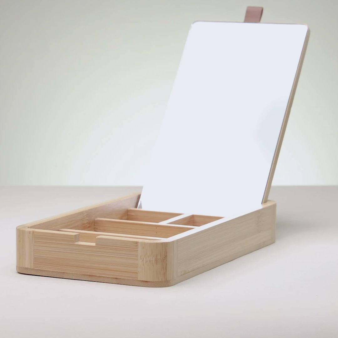 Porta-Joias de Bambu com Espelho 25cm x 14cm x 3,5cm - Lyor
