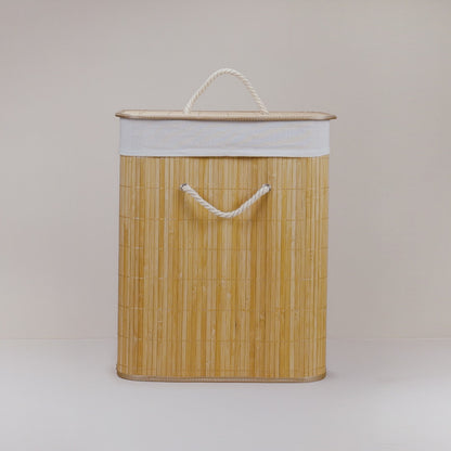 Cesto para Lavanderia com Tampa 40cm x 30cm x 50cm Natural Bambu - Lyor