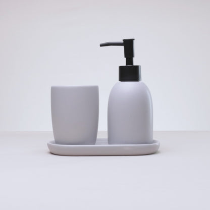 Conjunto 3 Peças para Banheiro Londres 220ml Cinza Cerâmica - Lyor