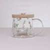 Caneca de Vidro Borossilicato  com Pires de Bambu Daisy 330ml - Lyor