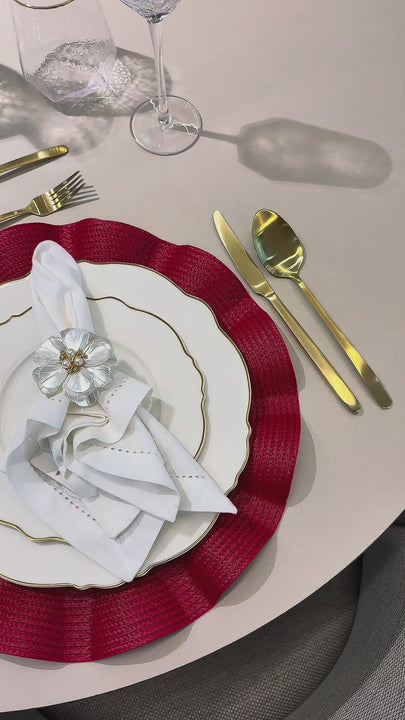 Lugar Americano de Polipropileno Babado Vermelho 38cm - Wolff