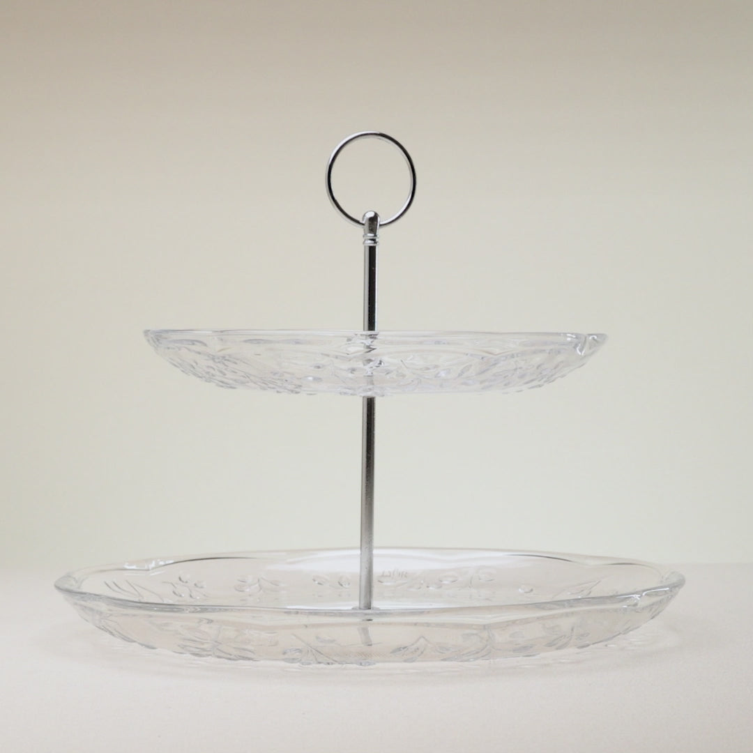 Prato para Doce 2 Andares New Butterfly 20cm/26cm Cristal Ecológico - Lyor