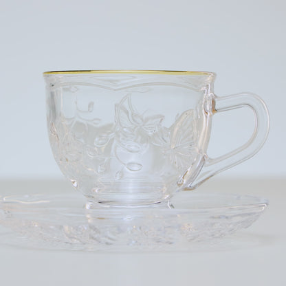 Xícara de Chá com Pires New Butterfly com Fio de Ouro 180ml Cristal Ecológico - Lyor