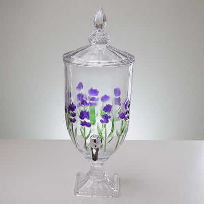 Suqueira com Pé e Tampa Lavanda Hand Painting 4,5L Cristal - Lyor