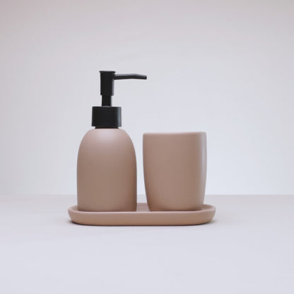 Conjunto 3 Peças para Banheiro Londres 220ml Terracota Cerâmica - Lyor