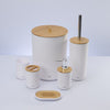 Conjunto 6 Peças de Bambu e ABS para Banheiro Branco - Lyor