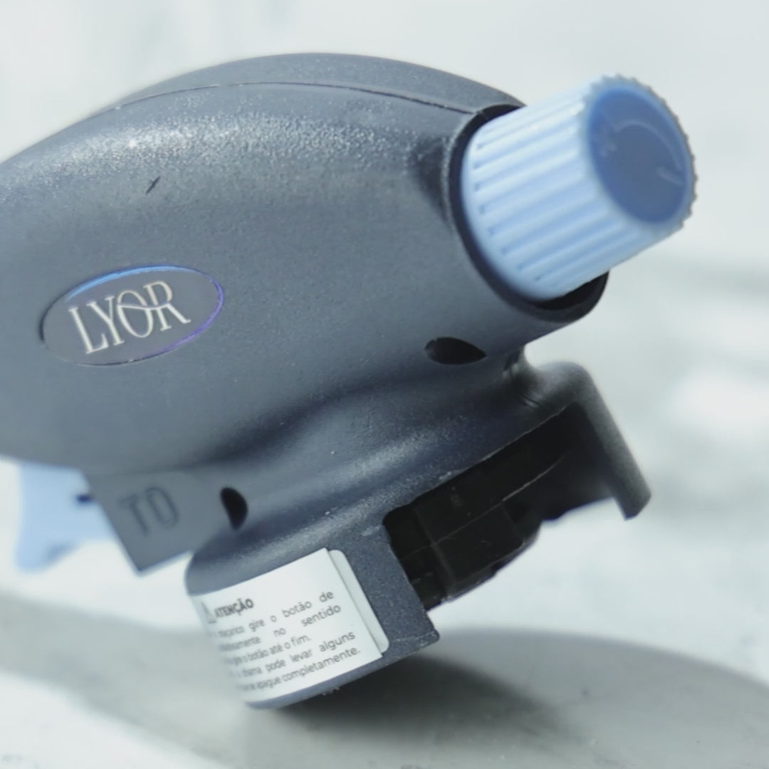 Maçarico Culinário Portátil de Aço Inox Azul 17cm x 6,5cm x 5cm - Lyor