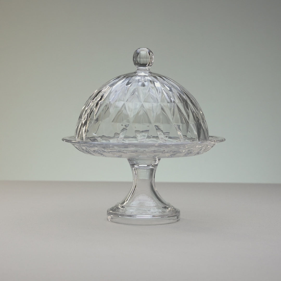 Prato com Pé e Tampa Diamond 18,5cm x 20cm Cristal - Lyor