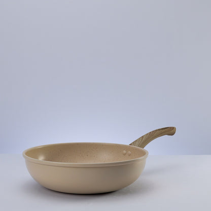 Frigideira Wok de Indução em Alumínio com Revestimento Cerâmico Granito Chef Bege 28cm - Lyor