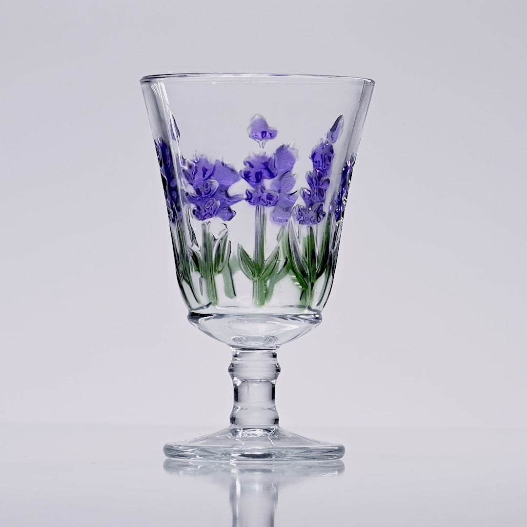 Taça de Água Lavanda Hand Painting 240ml Cristal Ecológico - Lyor