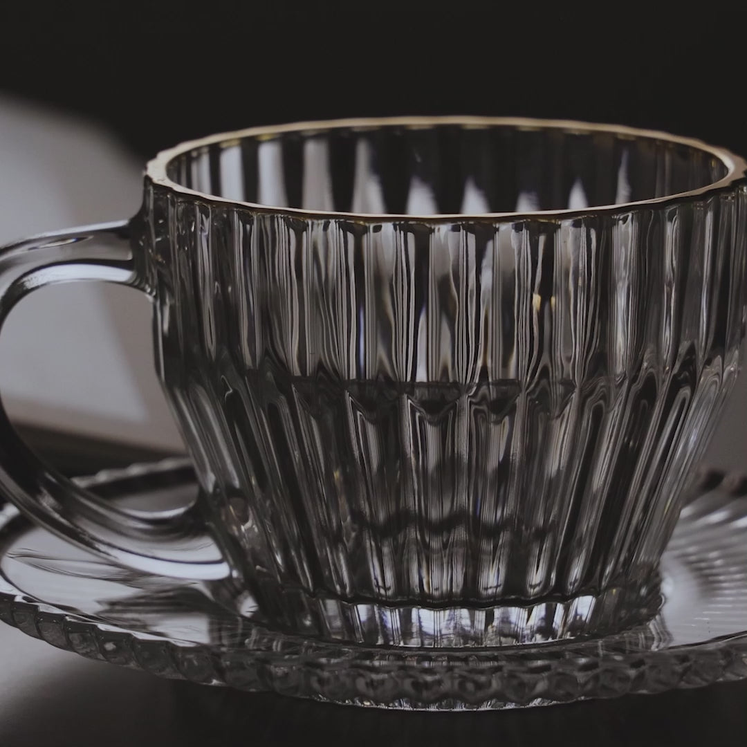 Conjunto 4 Xícaras de Chá de Cristal com Fio de Ouro Império 220ml - Wolff