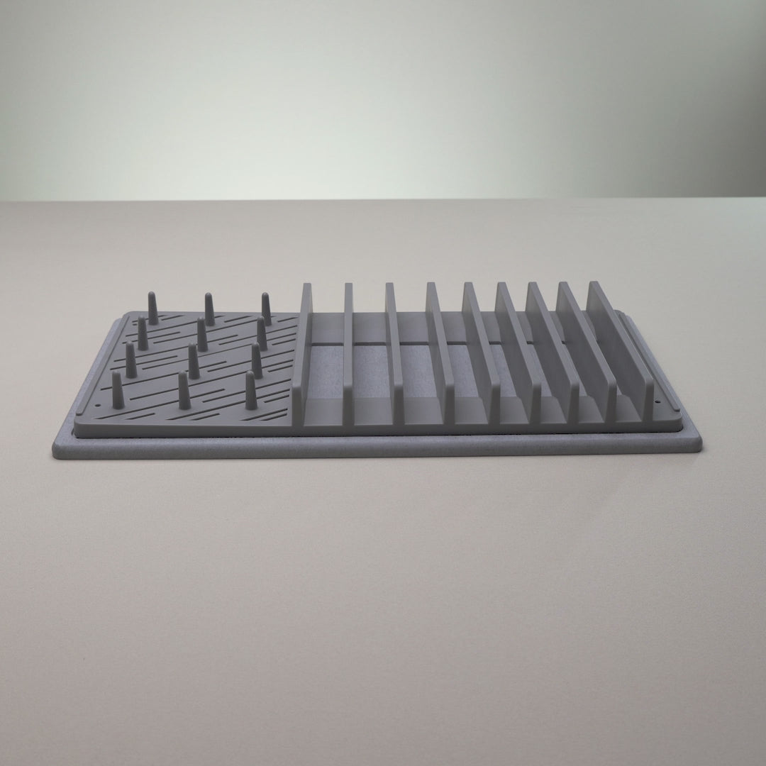 Escorredor de Pratos 37cm x 16,5cm x 4cm Cinza Pedra Diatomita - Lyor