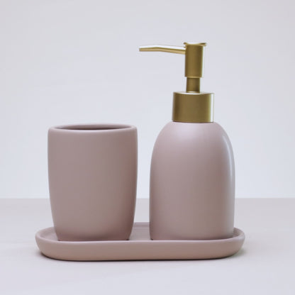 Conjunto 3 Peças para Banheiro Londres 220ml Bege Cerâmica - Lyor