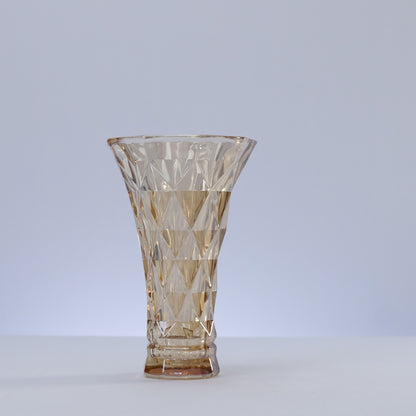 Vaso de Vidro Diamond Âmbar Metalizado 13cm x 6,5cm x 20cm - Lyor