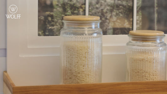Porta Mantimento de Vidro com Tampa de Bambu Lines 750ml - Wolff