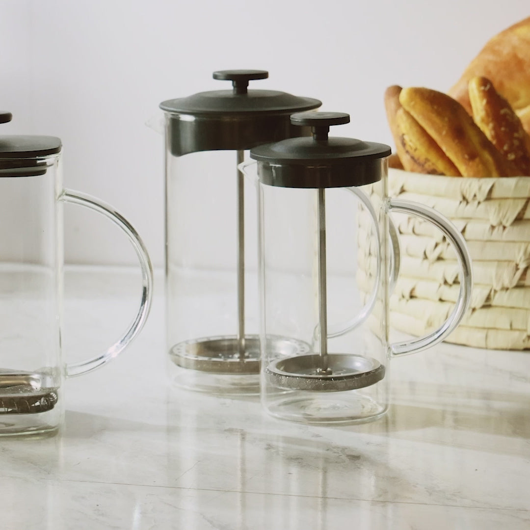 Cafeteira Prensa Francesa de Vidro Borossilicato e Tampa de Plástico Preta Quadratta 700ml - Lyor