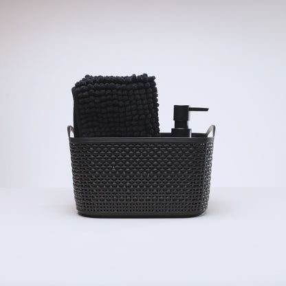 Conjunto 3 Peças para Banheiro Comfort Preto Plástico - Lyor